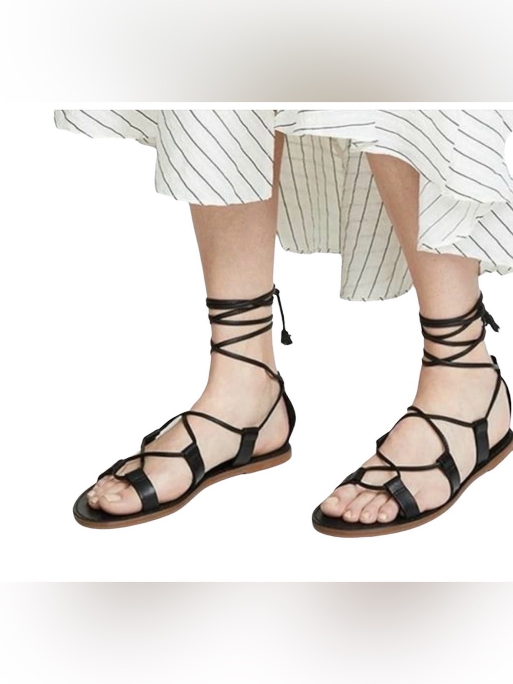 Madewell Boardwalk Lace‎ up Black Leather Gladiator Women’s Size 10